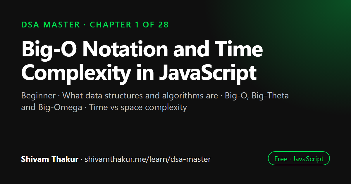 Big-O Notation and Time Complexity in JavaScript: DSA Master chapter 1 cover