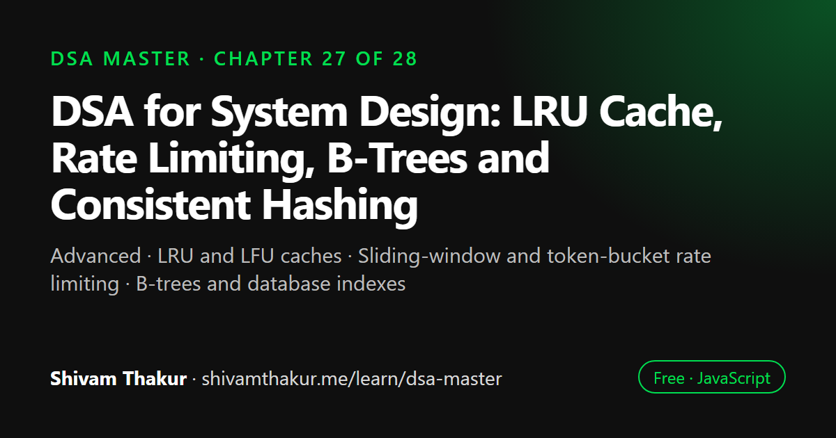 DSA for System Design: LRU Cache, Rate Limiting, B-Trees and Consistent Hashing: DSA Master chapter 27 cover