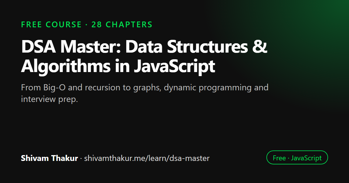 DSA Master: data structures and algorithms in JavaScript, a free 28-chapter course