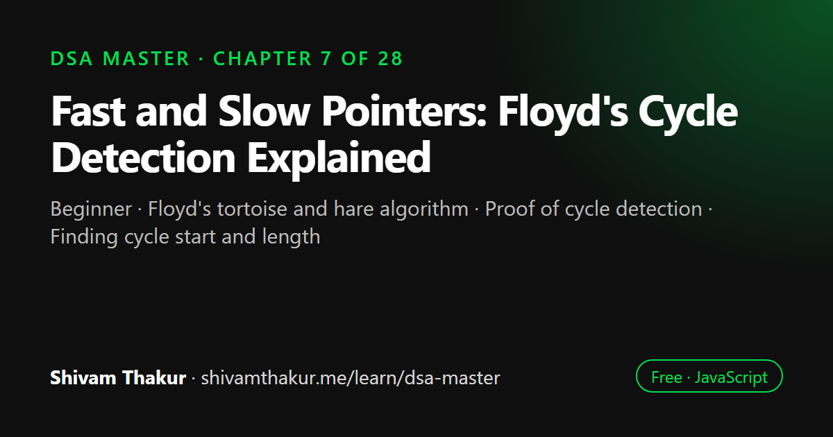 Fast and Slow Pointers: Floyd's Cycle Detection Explained: DSA Master chapter 7 cover