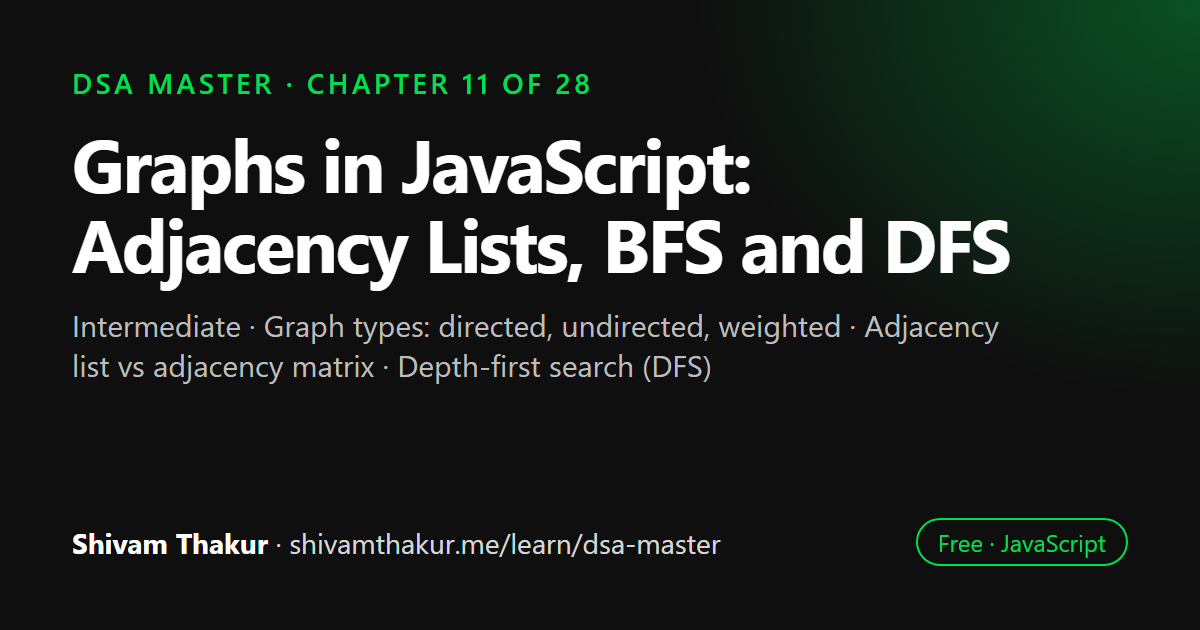 Graphs in JavaScript: Adjacency Lists, BFS and DFS: DSA Master chapter 11 cover