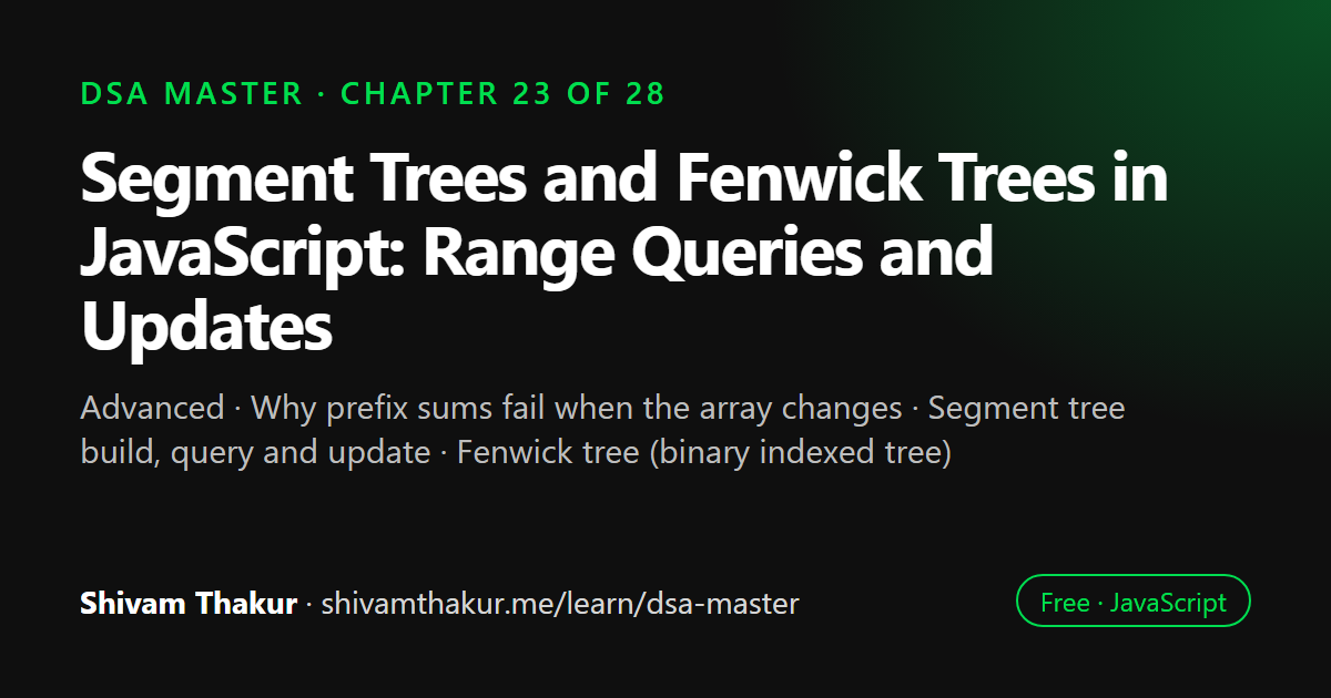 Segment Trees and Fenwick Trees in JavaScript: Range Queries and Updates: DSA Master chapter 23 cover