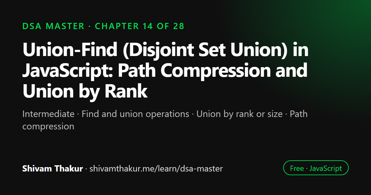Union-Find (Disjoint Set Union) in JavaScript: Path Compression and Union by Rank: DSA Master chapter 14 cover